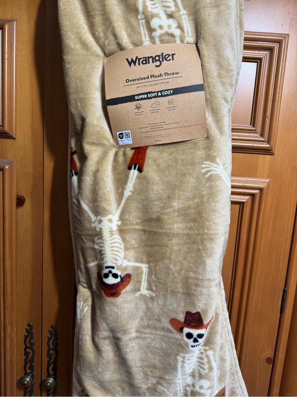 Wrangler Cowboy Skeleton Throw Blanket Western Halloween